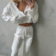 Casual fashion home wear loose tops straight trousers