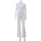 Sweet and elegant pink cardigan straight-leg trousers two-piece set