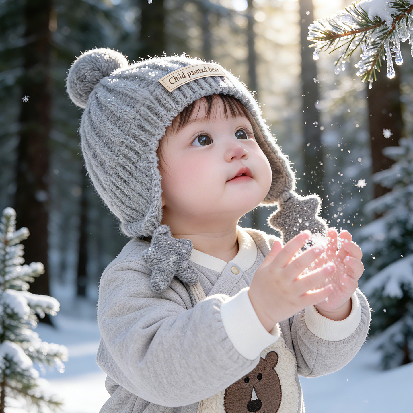 宝宝帽子冬季可爱婴儿男童星星护耳帽保暖秋冬防风女孩针织毛线帽,淘宝优惠券,粉丝福利购,淘宝优惠卷