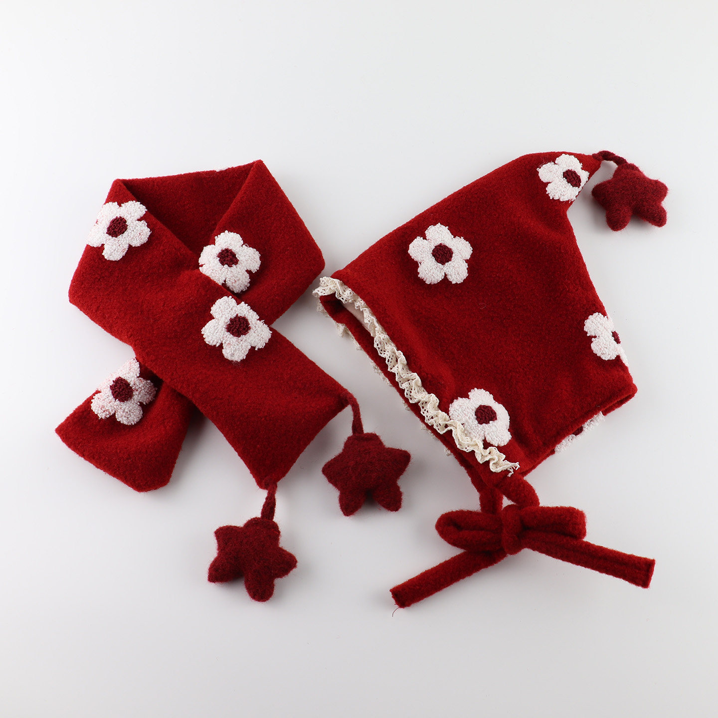 儿童帽子秋冬季韩版花朵洋气女孩保暖毛线帽外出防风女宝宝护耳帽,淘宝优惠券,粉丝福利购,淘宝优惠卷