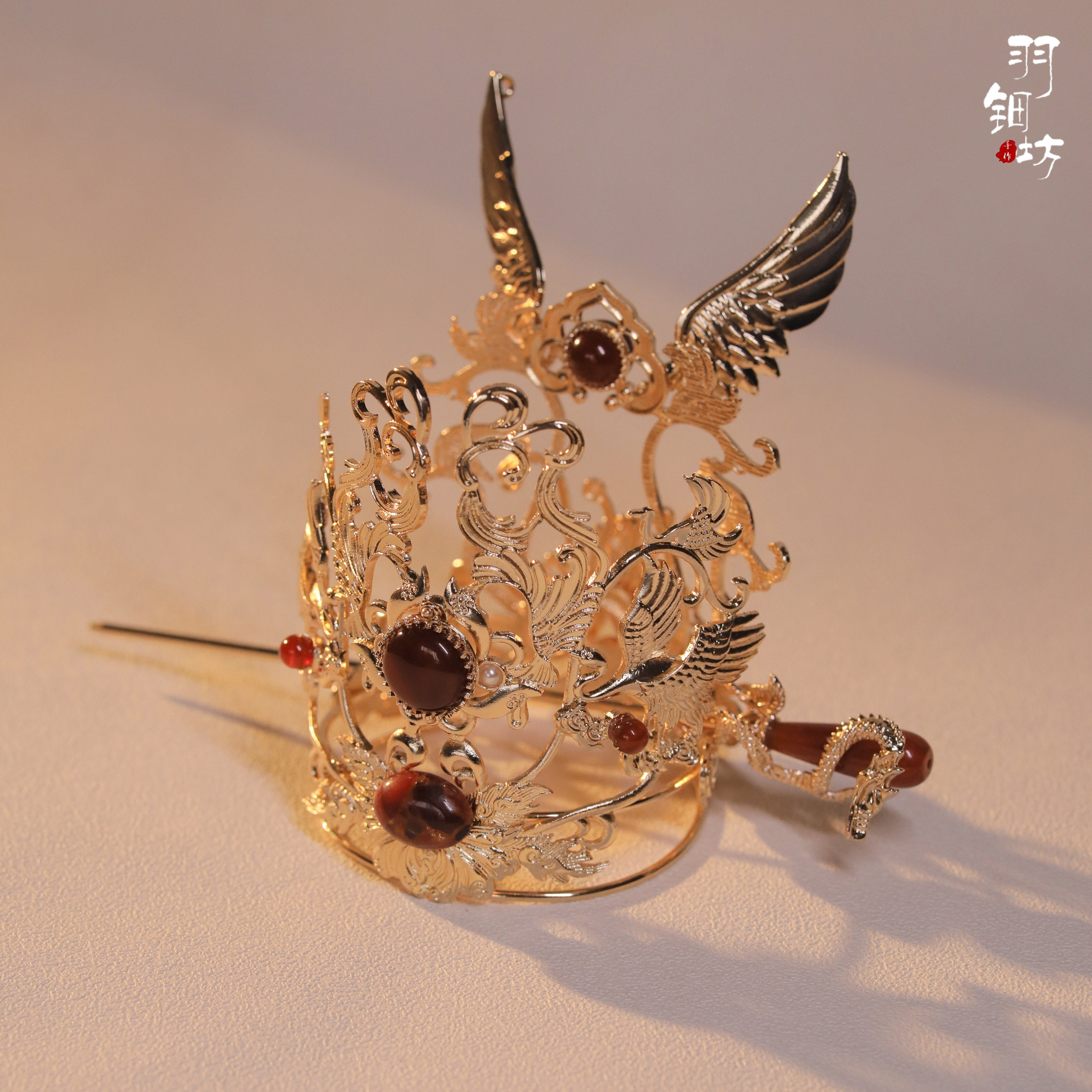 【麟凤】羽钿坊原创古风配饰男子束发冠古装汉服男款发冠金色男冠