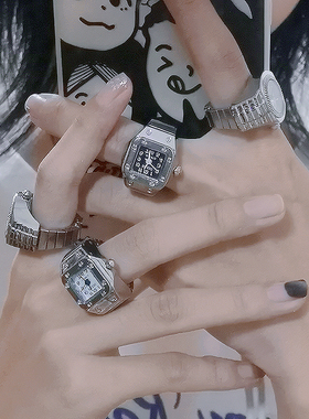 ins小众百搭手表戒指情侣圆形