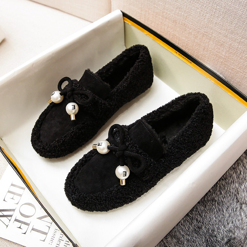 毛毛鞋女秋冬外穿羊羔毛豆豆鞋加绒厚底棉鞋一脚蹬孕妇大码41-43,淘宝优惠券,粉丝福利购,淘宝优惠卷