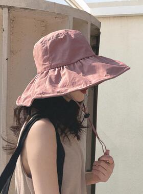 UPF+黑胶大檐遮脸防晒渔夫帽女