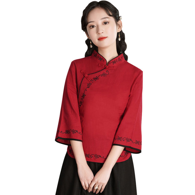 中国风汉服改良版斜襟上衣民国旗袍 苏兹柏上衣