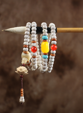 天然海南星月菩提佛珠颗手串莲花