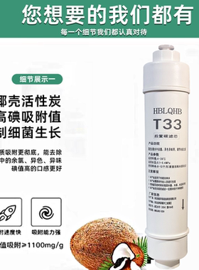 HBLQ韩式快插小T33款快接一体式后置活性炭滤芯净水器滤芯家用