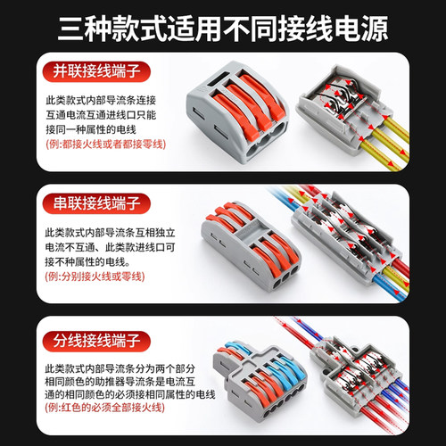 PCT快速二进二出接线端子2位对接接头电线连接器插拔式电工并线器 - 图1