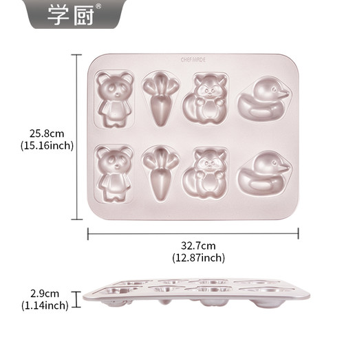 学厨儿童卡通创意童趣玛德琳蛋糕模具烘焙小家用不沾烤盘烤盘用 - 图3