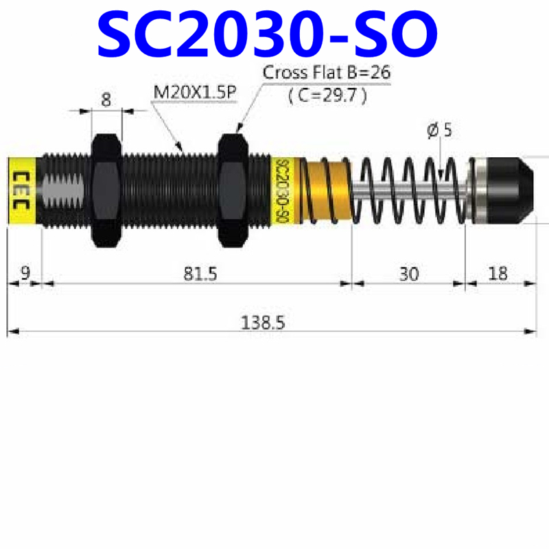 机械手高频油压缓冲器SC2020/2030/2050-1/2/3/NC/11A/12A/13A/SO-图1