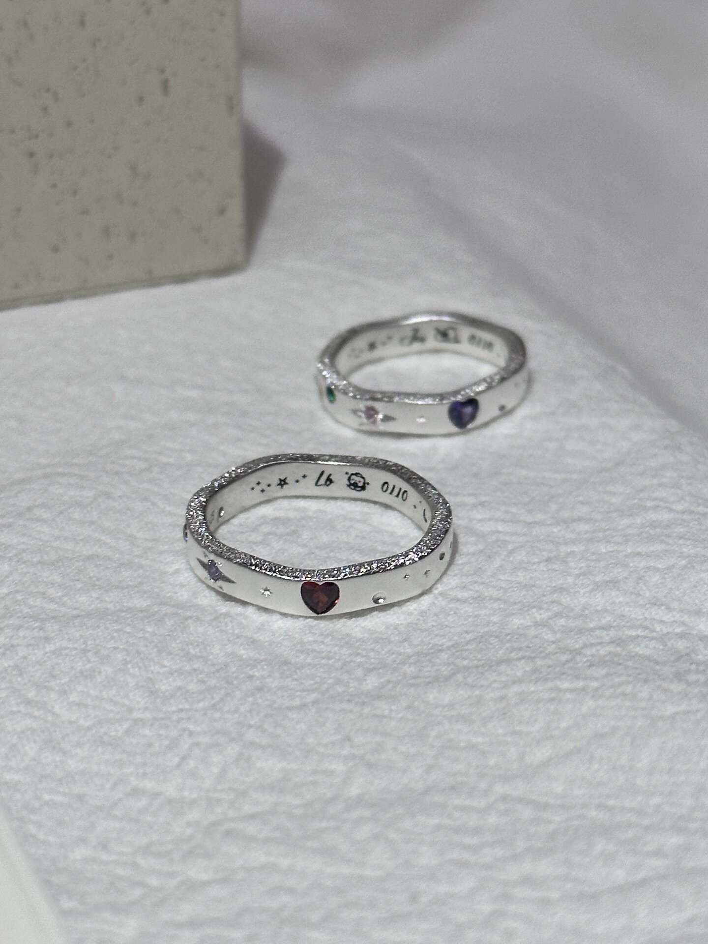 Bell custom/nailed sand starburst bubble sweetheart ring s925 silver closed ring anniversary gift for girlfriend