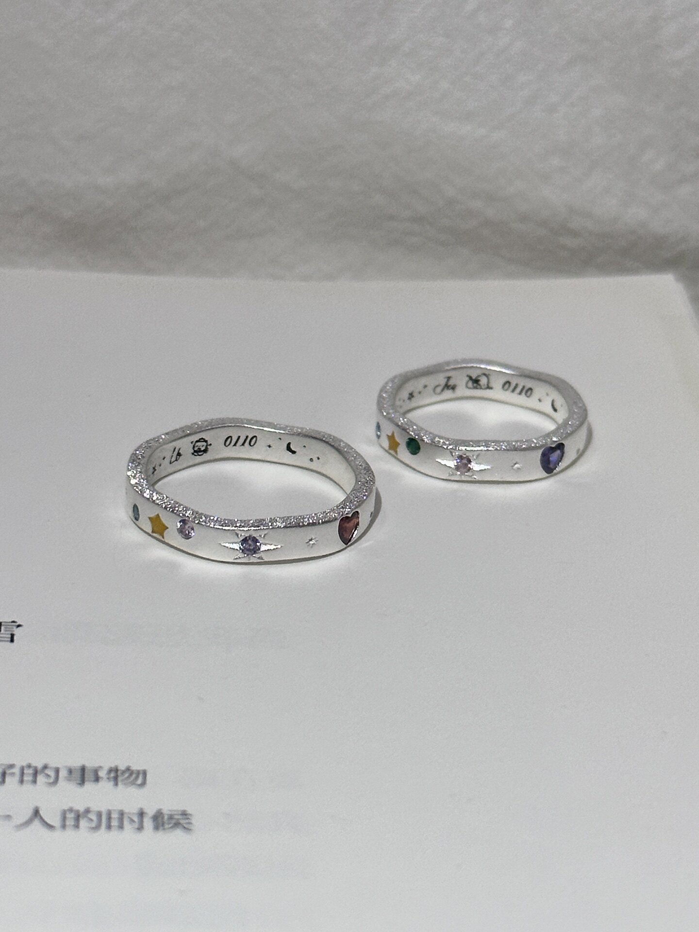 Bell custom/nailed sand starburst bubble sweetheart ring s925 silver closed ring anniversary gift for girlfriend