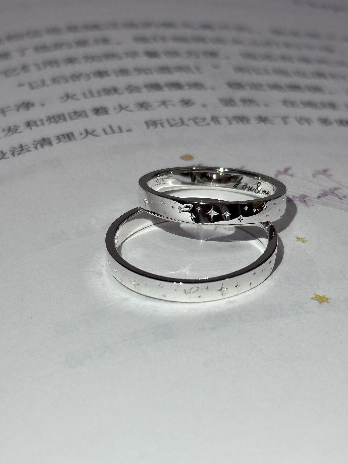 Bell customized/diamond-free version of the Galaxy Little Fish pair ring s925 sterling silver closed ring anniversary gift for girlfriend