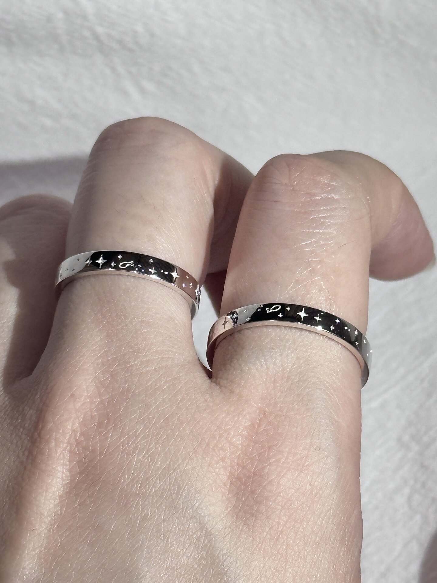 Bell customized/diamond-free version of the Galaxy Little Fish pair ring s925 sterling silver closed ring anniversary gift for girlfriend
