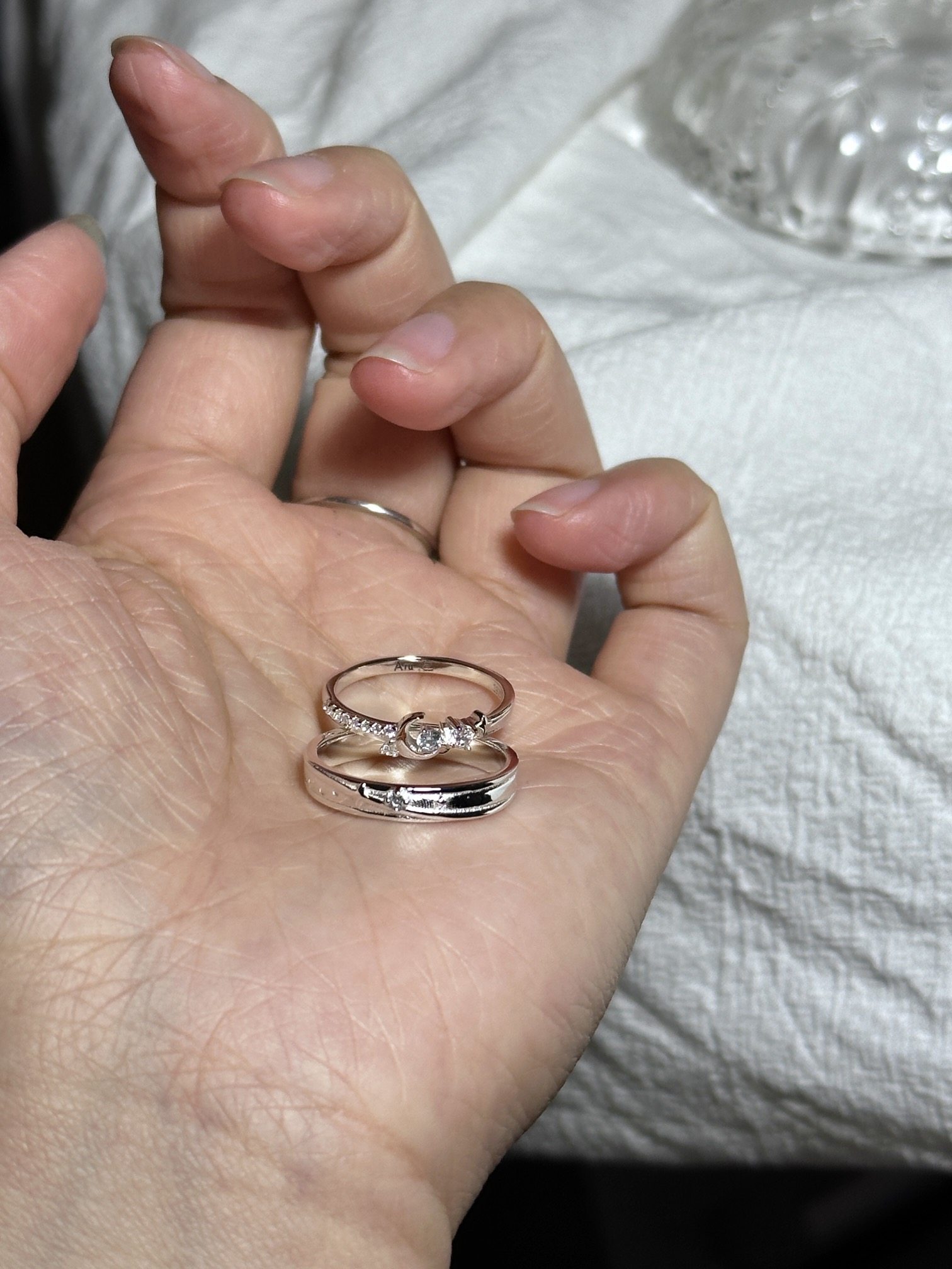 Bell定制/星月相伴情侣对戒s925纯闭口指环纪念日礼物送女友,淘宝优惠券,粉丝福利购,淘宝优惠卷