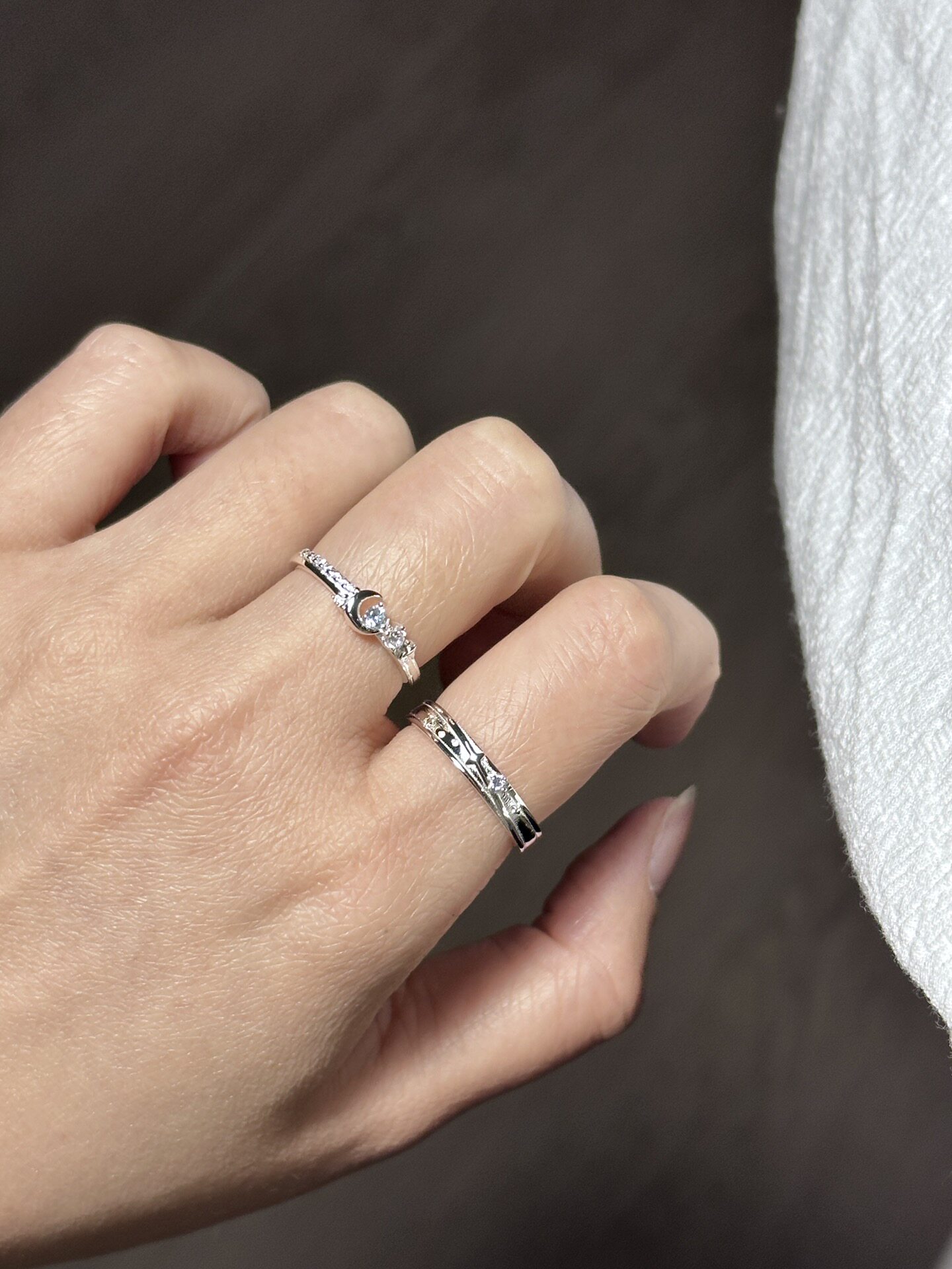 Bell定制/星月相伴情侣对戒s925纯闭口指环纪念日礼物送女友,淘宝优惠券,粉丝福利购,淘宝优惠卷