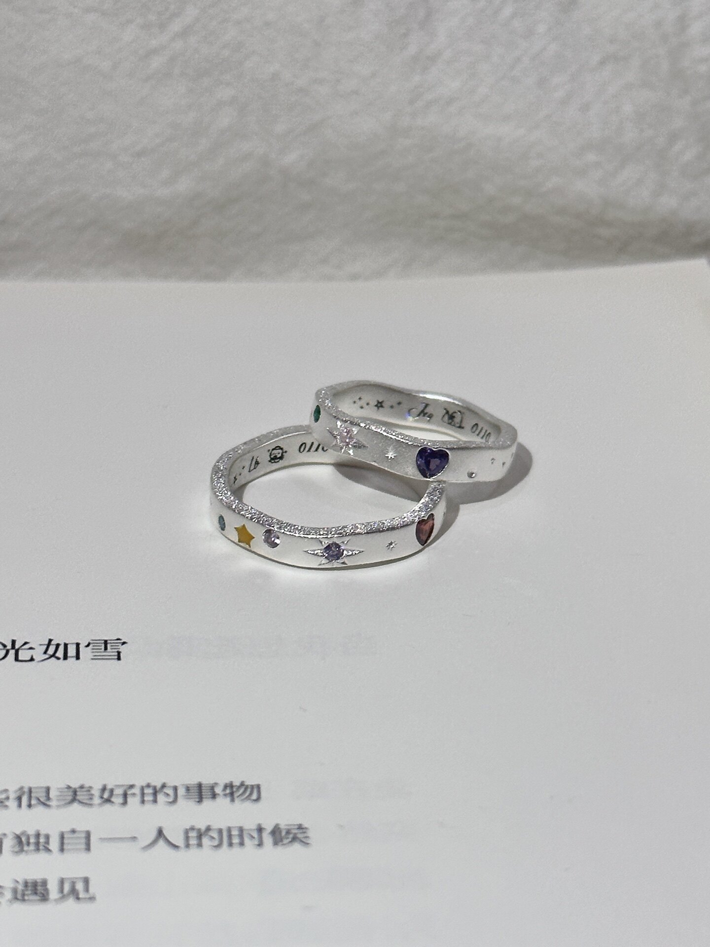 Bell custom/nailed sand starburst bubble sweetheart ring s925 silver closed ring anniversary gift for girlfriend