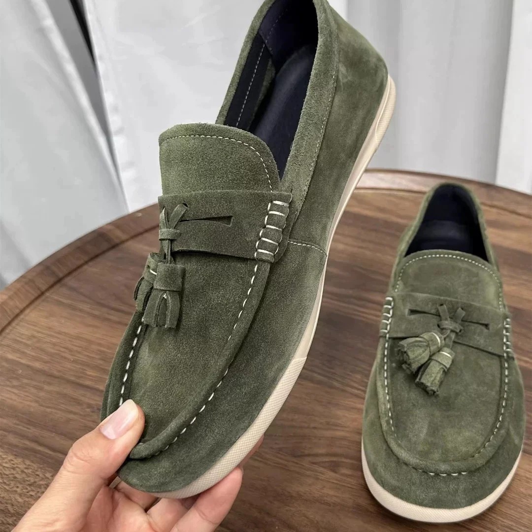 帕达索男鞋懒人一脚蹬乐福鞋男士韩版新款透气反绒皮豆豆鞋250620,淘宝优惠券,粉丝福利购,淘宝优惠卷