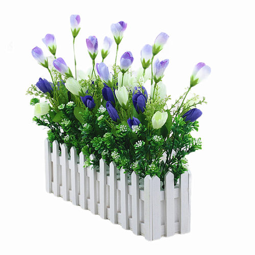 木栅栏套装花艺盆栽仿真干花套装饰假花绢花客厅餐桌摆设摆放花卉 - 图3