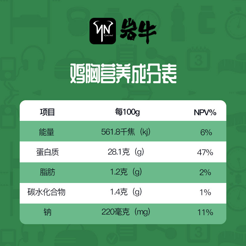 60包】岩牛即食零食卡高蛋白鸡胸肉 岩牛鸡胸