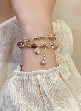 双层水晶手串手链女轻奢小众精致