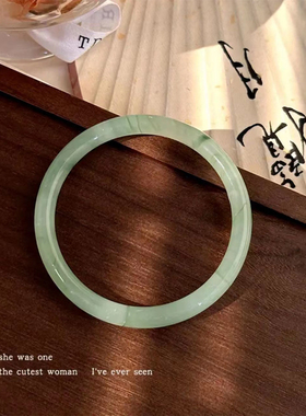 小红书中式仿玉同款叮当圆条粗款玻璃一步响手镯不知春汉服首饰