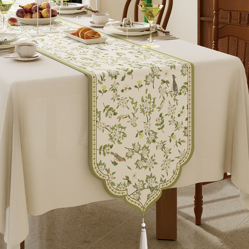 法式复古桌旗轻奢高端餐桌旗布茶台桌布布艺长条电视柜斗柜盖布 - 图2