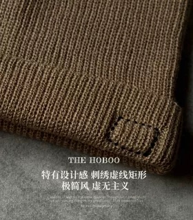 虚无主义！刺绣矩形极简风毛线帽