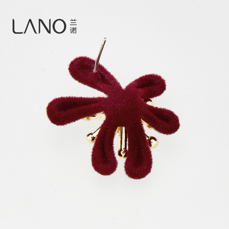 兰诺红色丝绒烟花耳钉女款轻奢高级感气质大气银针养耳洞新年耳饰,淘宝优惠券,粉丝福利购,淘宝优惠卷