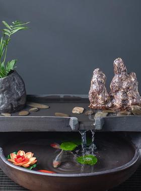 鱼缸流水摆件过滤器循环水池净水养鱼造景装饰创意景德镇陶瓷