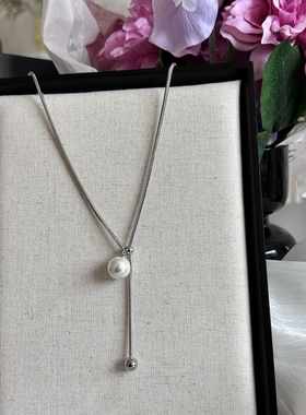 气质小众设计可抽拉珍珠长款项链2023年新款简约气质毛衣链