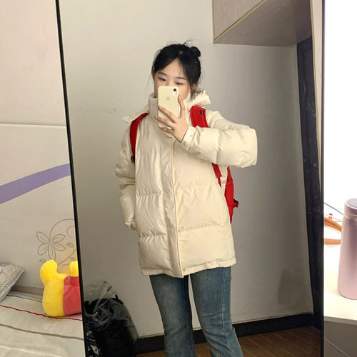 中戏短款连帽羽绒棉衣棉服女冬加厚2025新款韩版宽松小个子面包服 - 图2