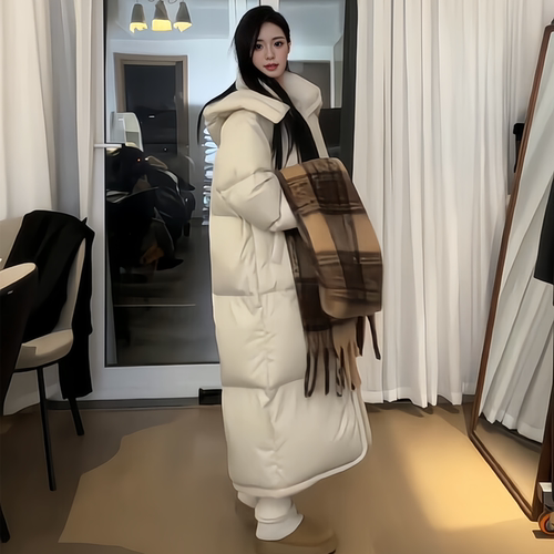 韩国高级感oversize长款羽绒棉袄2025年巨好看超火情侣男女面包服 - 图1