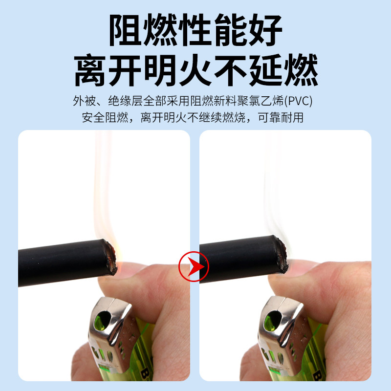 国标纯铜黑色护套线rvv软电缆线 安润达护套线