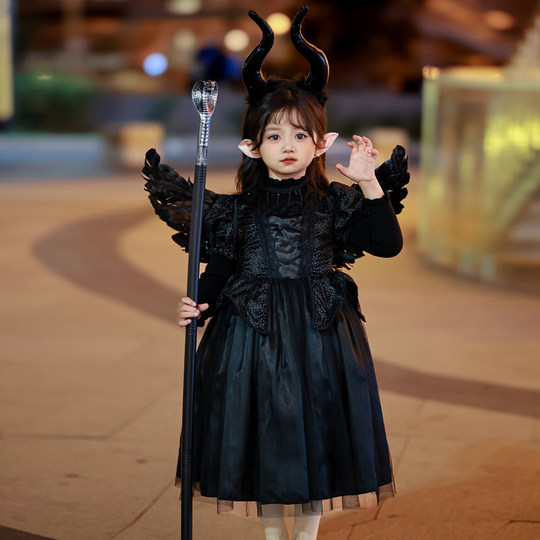 Halloween children's costume black wing dress