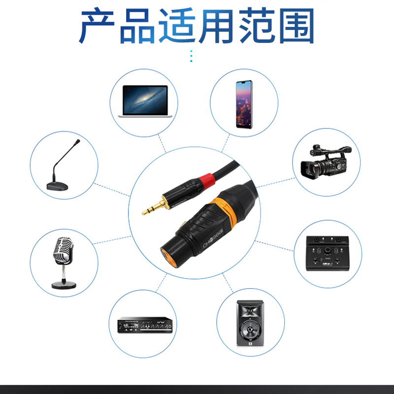 秋叶原3.5转卡侬头音频线双声道小三芯卡农公对母线手机声卡音响调音台连接线全平衡XLR电容动圈麦克风话筒线 - 图1