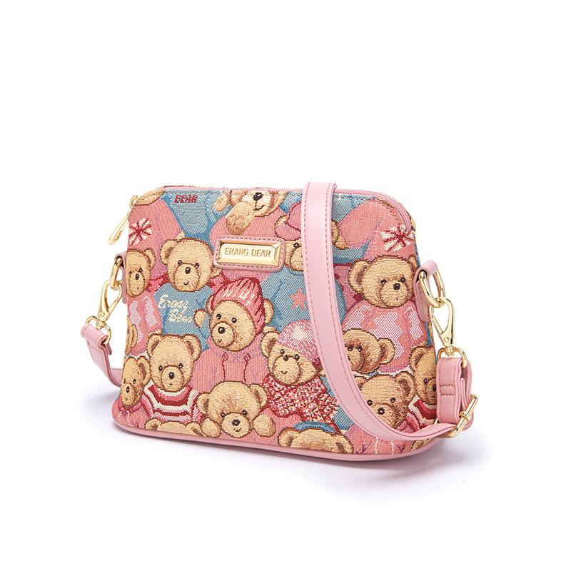 小熊依恋2022新款韩版可爱斜挎包 pjev女士包袋