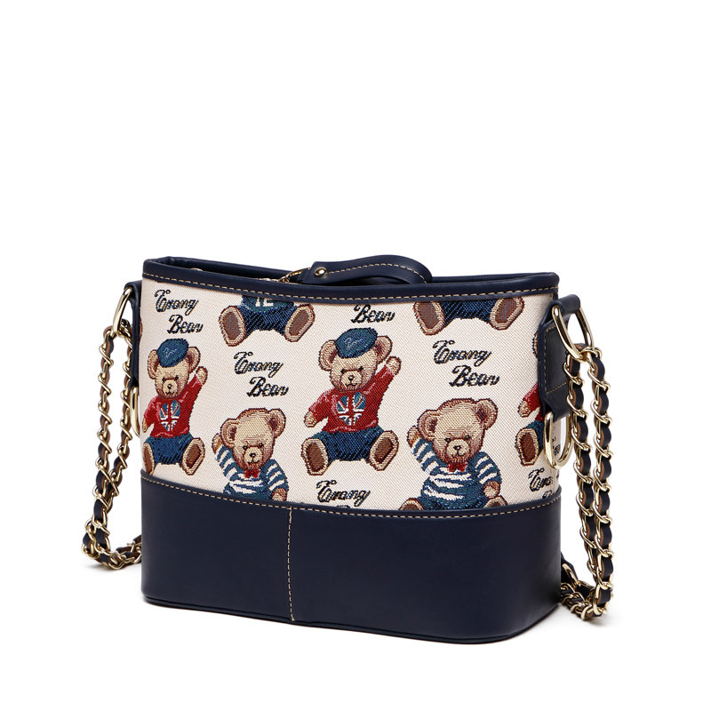 小熊依恋双股链条女士流浪包斜挎包 pjev女士包袋