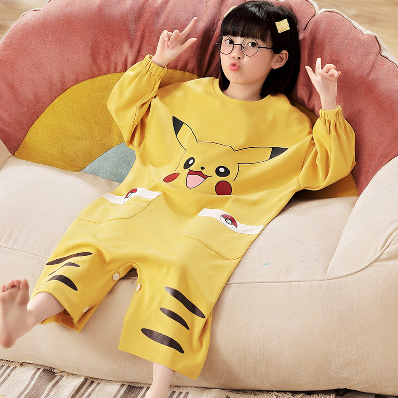 连体秋款长袖全棉可爱女孩长款睡裙 冉影睡衣/家居服套装