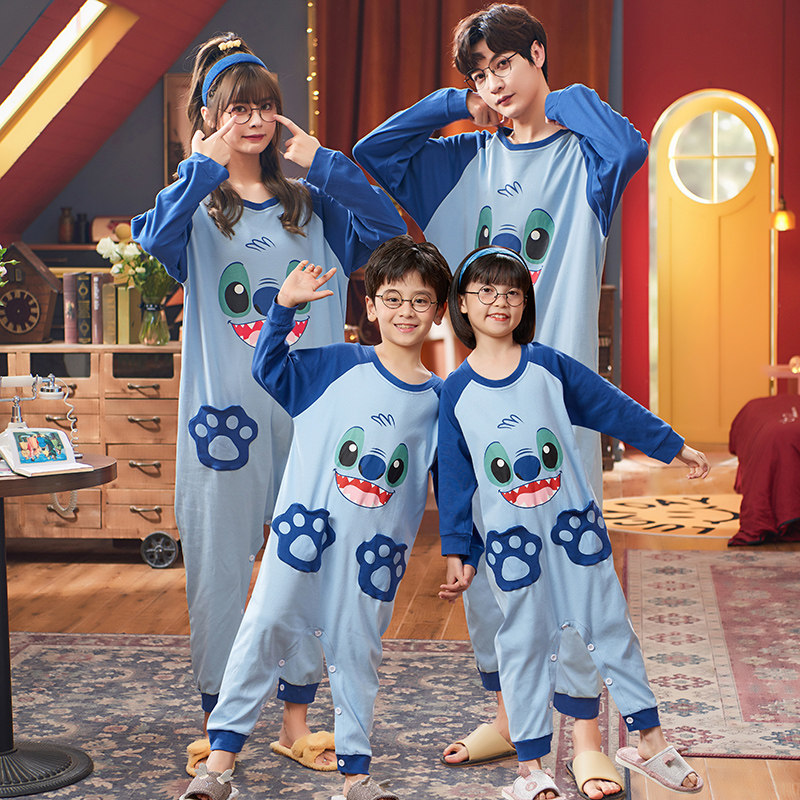 皮卡丘亲子母女纯棉连体衣长袖睡衣 冉影睡衣/家居服套装