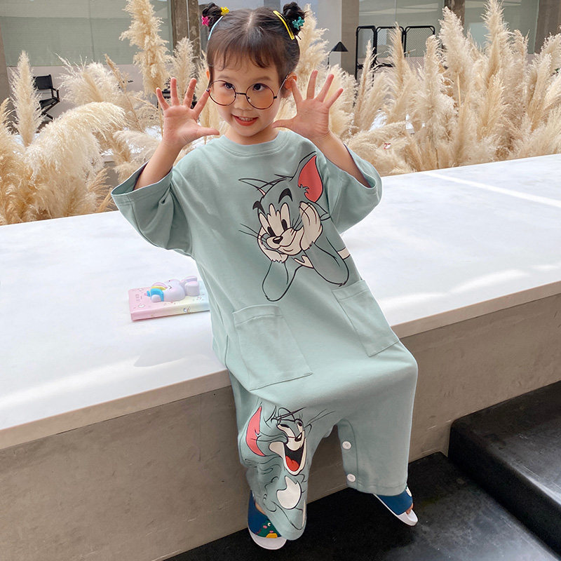 连体春秋季防踢纯棉长袖小女孩睡衣 冉影睡衣/家居服套装