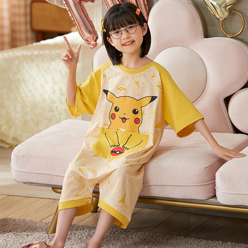 儿童连体女童夏季莫代尔短袖空调服 冉影睡衣/家居服套装