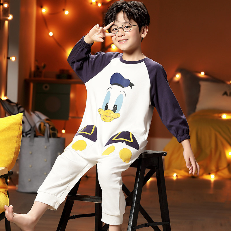 男童纯棉长袖儿童连体衣春秋季睡衣 冉影睡衣/家居服套装