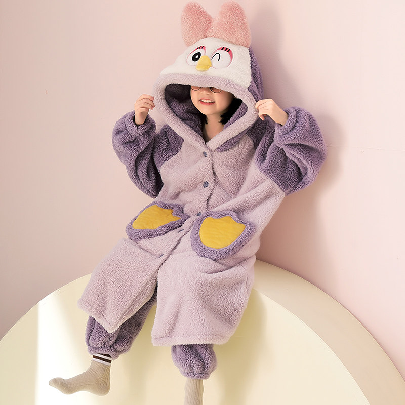 男童清纯可爱小鲨鱼保暖珊瑚绒睡衣 冉影睡袍/浴袍