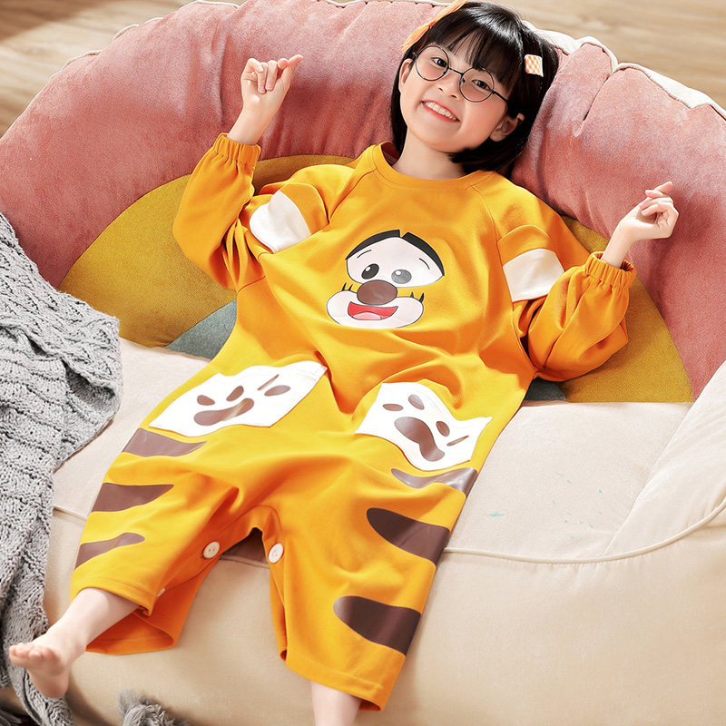 连体秋款长袖全棉可爱女孩长款睡裙 冉影睡衣/家居服套装