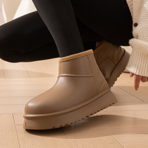 女士防滑雪地靴2025新款秋冬季加绒加厚保暖大棉鞋百搭面包棉鞋女 - 图0