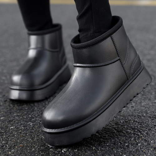 2025年新款雪地靴女款平底冬季加绒加厚保暖棉鞋防水防滑中筒雨靴 - 图1