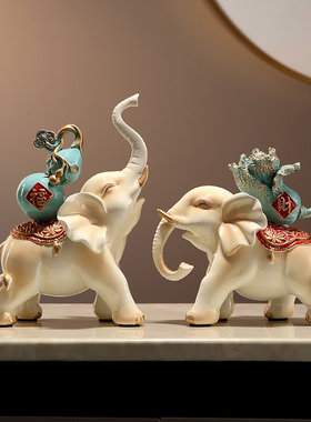 新中式招财大象摆件客厅玄关柜