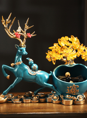 树脂收纳中式电视柜装饰摆件麋鹿