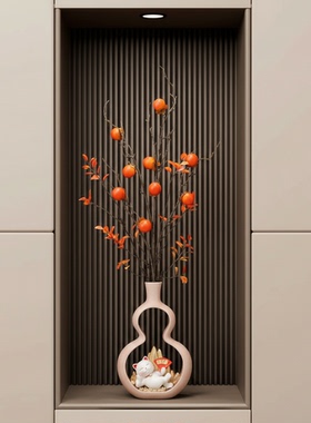 新中式招财猫葫芦花瓶摆件